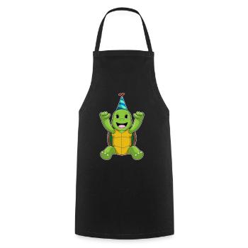 Turtle Birthday Party Hat - Cooking Apron - black - Front - AI Model Male 185 dark (185cm)