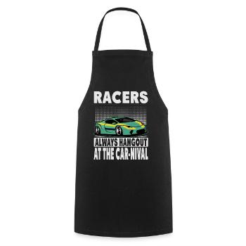 Racers Always Hangout At The Car-Nival - Funny - R - Cooking Apron - black - Front - AI Model Male 185 dark (185cm)