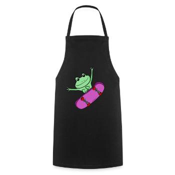 Frog as a skater with skateboard - Cooking Apron - black - Front - AI Model Male 185 dark (185cm)