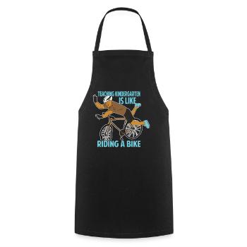 Teaching Kindergarten Is Like Riding A Bike - Funn - Cooking Apron - black - Front - AI Model Male 185 dark (185cm)