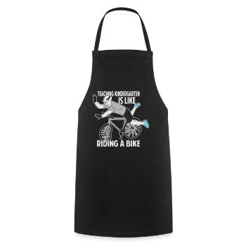Teaching Kindergarten Is Like Riding A Bike - Funn - Cooking Apron - black - Front - AI Model Male 185 dark (185cm)