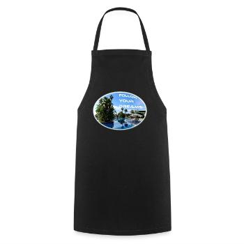 Dreams Holiday Follow Sun Beach Palm Trees - Cooking Apron - black - Front - AI Model Male 185 dark (185cm)