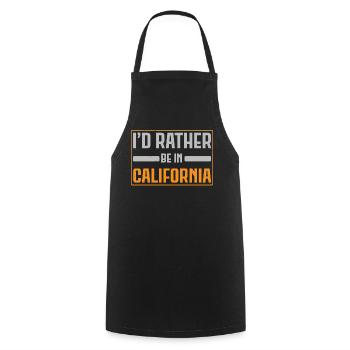 Je préférerais être en Californie États-Unis Amérique Cali - Tablier de cuisine - noir - Devant - AI Model Male 185 dark (185cm)