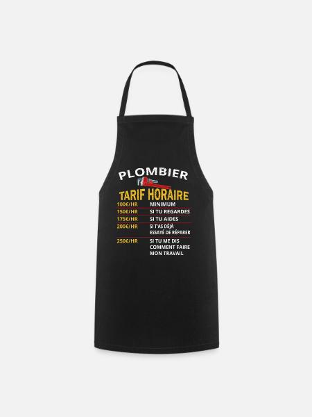 Plombier Tarif horaire cadeau pour plombier - Tablier de cuisine - noir