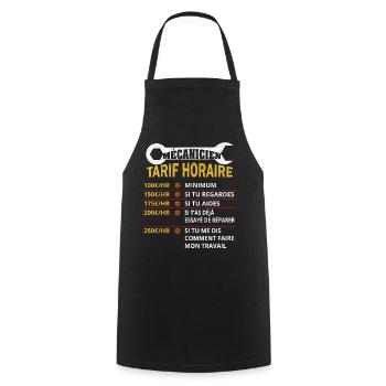 Mécanicien Tarif Horaire cadeau pour mécanicien - Tablier de cuisine - noir - Devant - AI Model Male 185 dark (185cm)