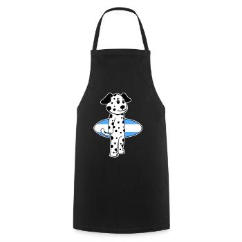 Surfboard Dog Dalmatian Surfing Gift - Cooking Apron - black - Front - AI Model Male 185 dark (185cm)