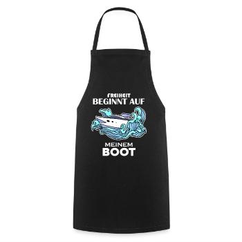 Motorboot Kapitän Boot Boote Seefahrt Geschenk - Kochschürze - Schwarz - Vorne - AI Model Male 185 dark (185cm)