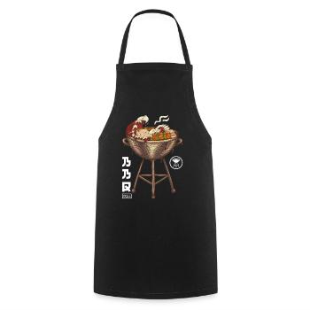 Barbecue - BBQ - Grilling - Japanese Ramen Style - Kochschürze - Schwarz - Vorne - AI Model Male 185 dark (185cm)