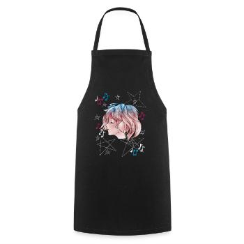 Manga Girl avec Casque Anime - Tablier de cuisine - noir - Devant - AI Model Male 185 dark (185cm)
