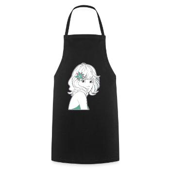 Manga Girl Anime - Kochschürze - Schwarz - Vorne - AI Model Male 185 dark (185cm)