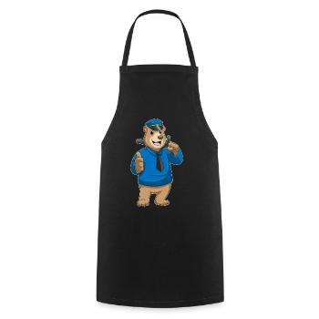 Police de Bear Police, Police de la Bâton. - Tablier de cuisine - noir - Devant - AI Model Male 185 dark (185cm)