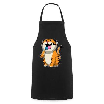 Sucette tigre - Tablier de cuisine - noir - Devant - AI Model Male 185 dark (185cm)