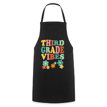 Third Grade Vibes - Flowery Retro - Cooking Apron - black - Front - AI Model Male 185 dark (185cm)