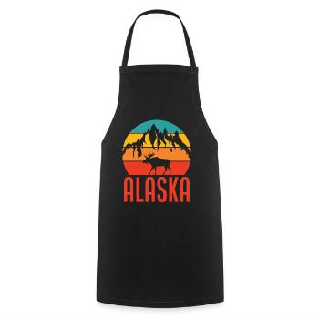 Monts Moose de l’Alaska - Tablier de cuisine - noir - Devant - AI Model Male 185 dark (185cm)