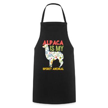 Alpaka Blumen Tier Geschenk - Kochschürze - Schwarz - Vorne - AI Model Male 185 dark (185cm)