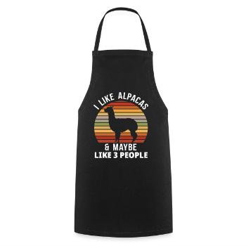 Alpaga rétro - Tablier de cuisine - noir - Devant - AI Model Male 185 dark (185cm)
