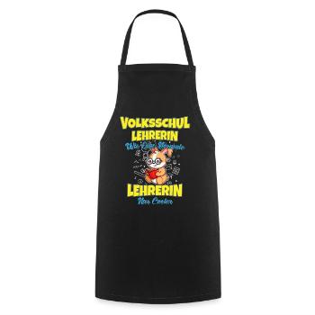 Volksschullehrerin Volksschule Lehrkraft Lehrerin - Kochschürze - Schwarz - Vorne - AI Model Male 185 dark (185cm)