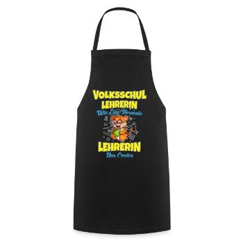 Volksschullehrerin Volksschule Lehrkraft Lehrerin - Kochschürze - Schwarz - Vorne - AI Model Male 185 dark (185cm)