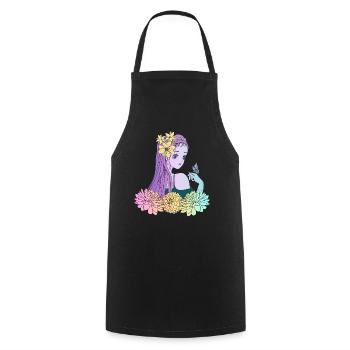 Manga Girl Anime Fille Papillon - Tablier de cuisine - noir - Devant - AI Model Male 185 dark (185cm)