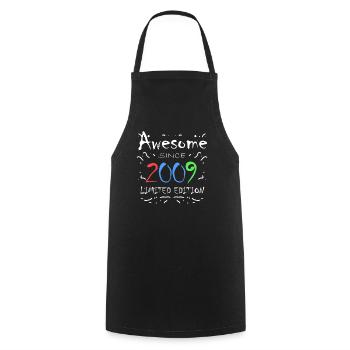 Vintage 2009 - Fantastic since 2009 - Cooking Apron - black - Front - AI Model Male 185 dark (185cm)