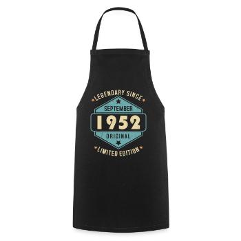 Septembre 1952 Vintage Retro Anniversaire - Tablier de cuisine - noir - Devant - AI Model Male 185 dark (185cm)