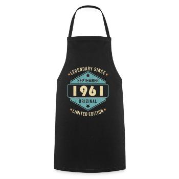 Septembre 1961 Vintage Retro Anniversaire - Tablier de cuisine - noir - Devant - AI Model Male 185 dark (185cm)