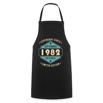 Septembre 1982 Vintage Retro Anniversaire - Tablier de cuisine - noir - Devant - AI Model Male 185 dark (185cm)