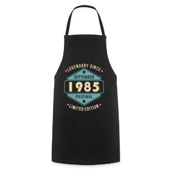 Septembre 1985 Vintage Retro Anniversaire - Tablier de cuisine - noir - Devant - AI Model Male 185 dark (185cm)