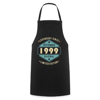Septembre 1999 Vintage Retro Anniversaire - Tablier de cuisine - noir - Devant - AI Model Male 185 dark (185cm)