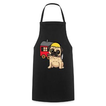 Construction Site Craftsman Dog Pug Construction Trailer Craft - Cooking Apron - black - Front - AI Model Male 185 dark (185cm)