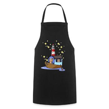 Peanut Sailor Boat Lighthouse Adventure Trip - Cooking Apron - black - Front - AI Model Male 185 dark (185cm)