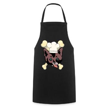 Katzen Küche Knochen Fleisch Katzenhalter Miau - Kochschürze - Schwarz - Vorne - AI Model Male 185 dark (185cm)