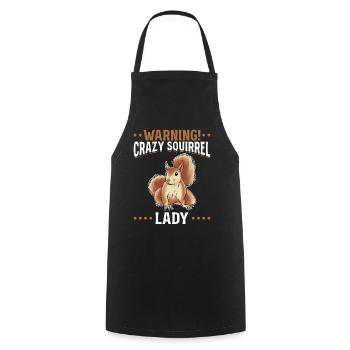 Warning! Crazy Squirrel Lady Funny Squirrel - Cooking Apron - black - Front - AI Model Male 185 dark (185cm)
