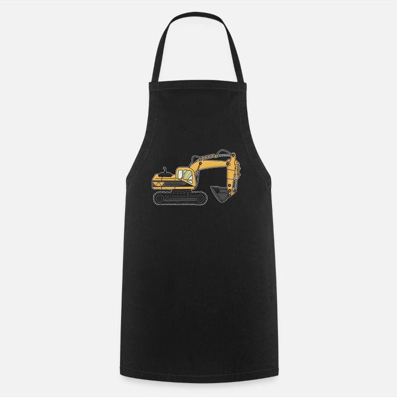 Excavatrice, chantier - Tablier de cuisine - noir