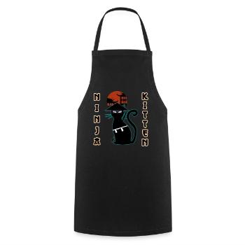 Ninja cat samurai kitten Assassin kitty Meow - Cooking Apron - black - Front - AI Model Male 185 dark (185cm)