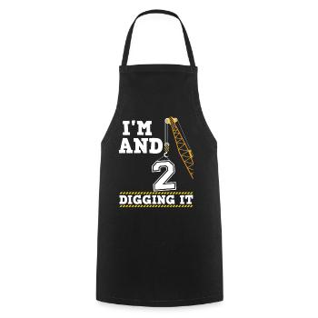 Im 2 And Digging It Boy 2 Year Old 2nd Birthday - Cooking Apron - black - Front - AI Model Male 185 dark (185cm)