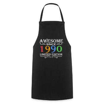 1990 - Born 1990 - Fantastic since 1990 - Cooking Apron - black - Front - AI Model Male 185 dark (185cm)