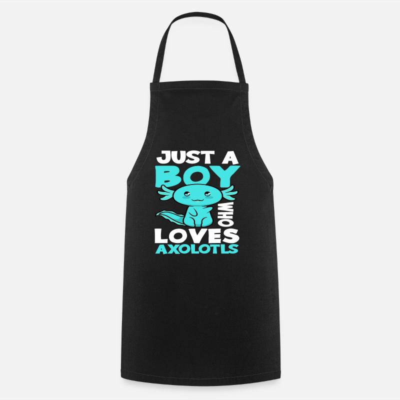 Axolotl Boys Gift - Cooking Apron - black