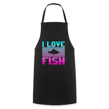 I love fish - Cooking Apron - black - Front - AI Model Male 185 dark (185cm)