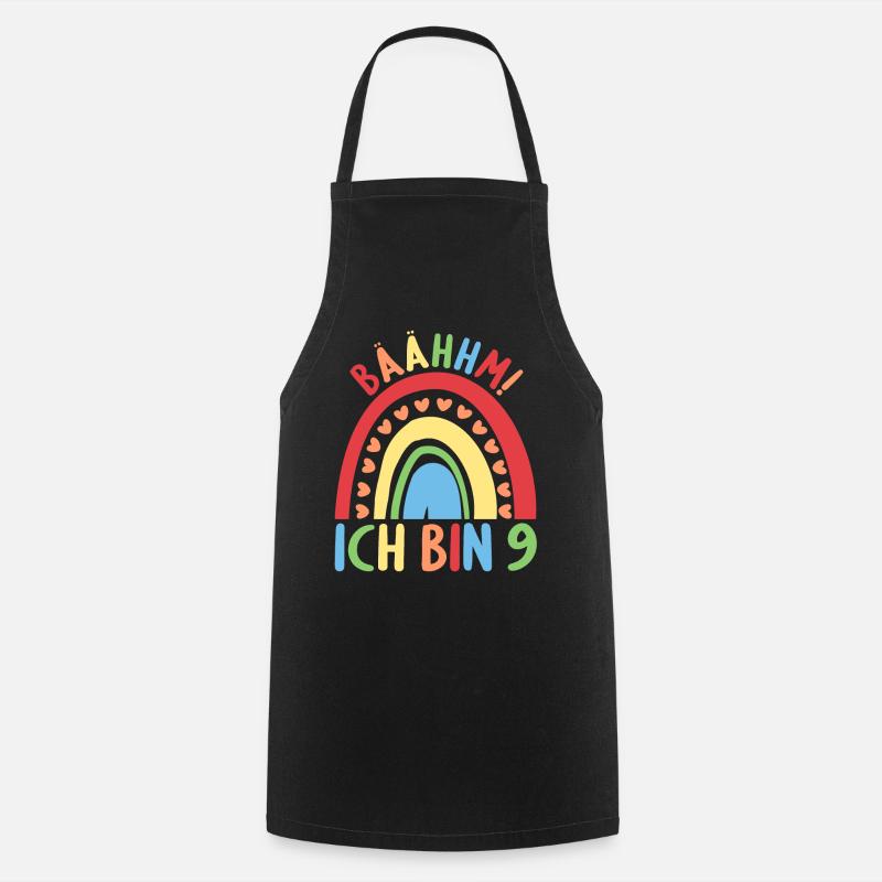 9 Jahre alt Rainbow Regenbogen 9. Geburtstag - Kochschürze - Schwarz