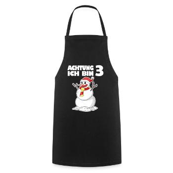 3.Geburtstag Schneemann 3 Jahre Geschenk - Kochschürze - Schwarz - Vorne - AI Model Male 185 dark (185cm)