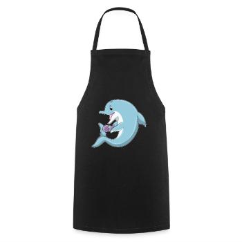 Dolphin Pearl - Cooking Apron - black - Front - AI Model Male 185 dark (185cm)