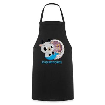 Signe du zodiaque Capricorne - Tablier de cuisine - noir - Devant - AI Model Male 185 dark (185cm)