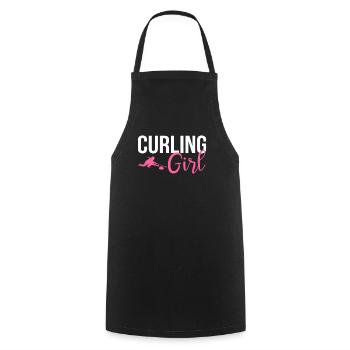 Curling girl, curling - Cooking Apron - black - Front - AI Model Male 185 dark (185cm)