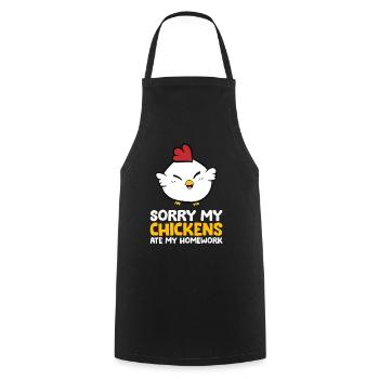 Poulet Animal désolé Mon poulet a mangé mes devoirs - Tablier de cuisine - noir - Devant - AI Model Male 185 dark (185cm)