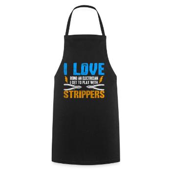 J’aime les strip-teaseuses drôles d’électricien - Tablier de cuisine - noir - Devant - AI Model Male 185 dark (185cm)