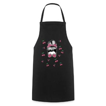 Rockabilly Girl with Cherries - Cooking Apron - black - Front - AI Model Male 185 dark (185cm)