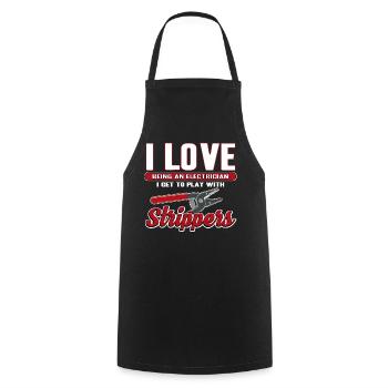 J’aime les strip-teaseuses drôles d’électricien - Tablier de cuisine - noir - Devant - AI Model Male 185 dark (185cm)