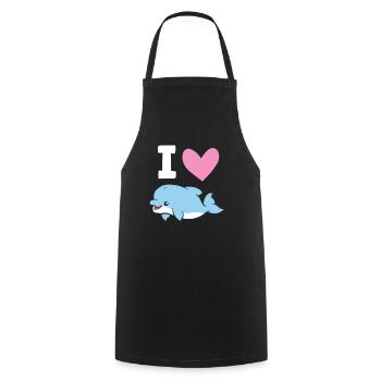 I Love Dolphins Sea Ocean Cute Dolphin - Cooking Apron - black - Front - AI Model Male 185 dark (185cm)