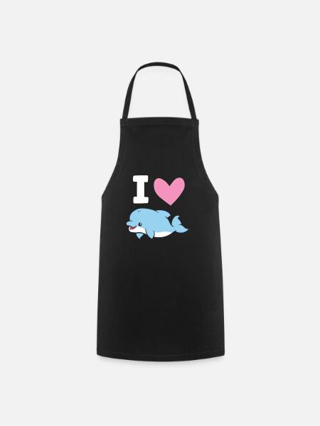Ich liebe Delphine Meer Ozean Niedlicher Delphin - Kochschürze - Schwarz